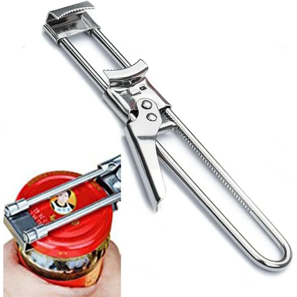 Melhor abridor de latas e abridor de garrafas ajustável multi-função de aço inoxidável abridor de latas tampa do jar clipe manual acessórios de cozinha
