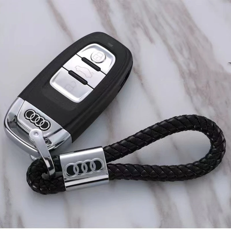 Metal/Leather Car Styling Keychain For Audi A4 B5 B6 A3 8P 8V 8L A5 A6 C6 C5 A1 A7 A8 Q2 Q3 TT Key Chain Rings Accessories