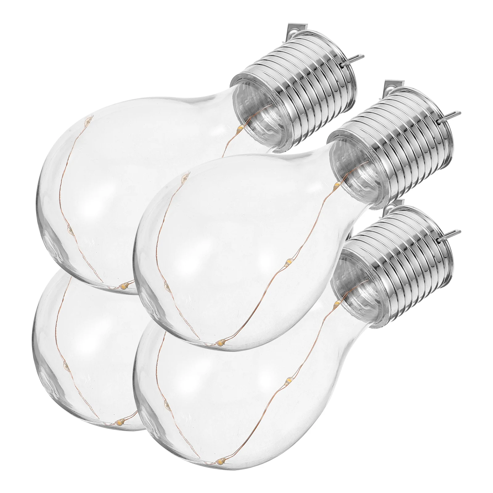 

4pcs Solar LED Bulb Hanging Light Copper Wire Silver Friendly Low Power Durable Garden Outdoor Indoor Festive Lighting