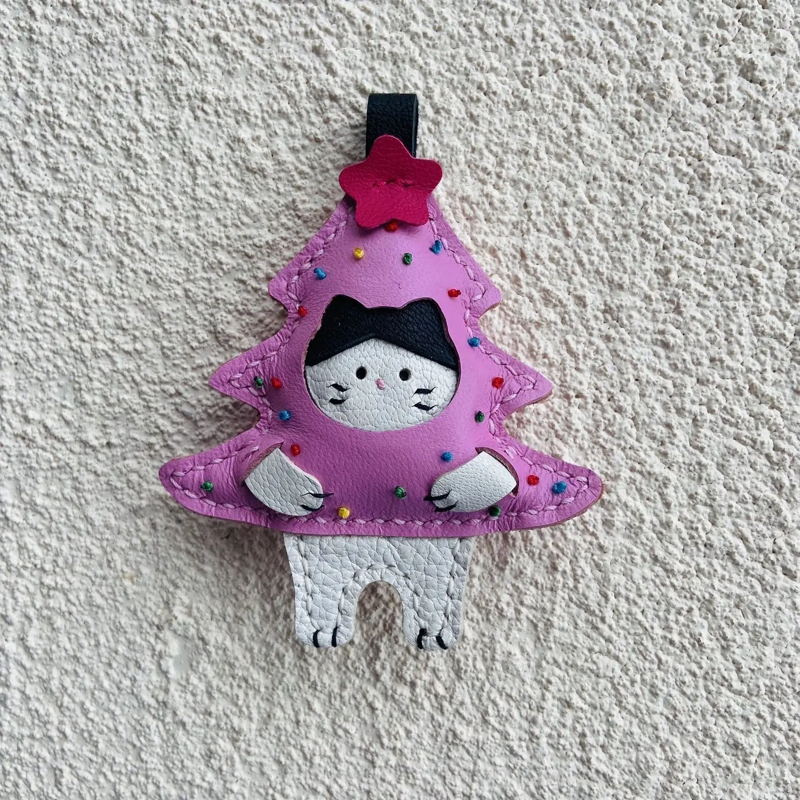 Unique Cute Sheepskin Handmade Ragdoll cat Lucky Cat Car Key Bag Pendant Handbag Crossbody Bag Pendant Girl Birthday Gift Lovely