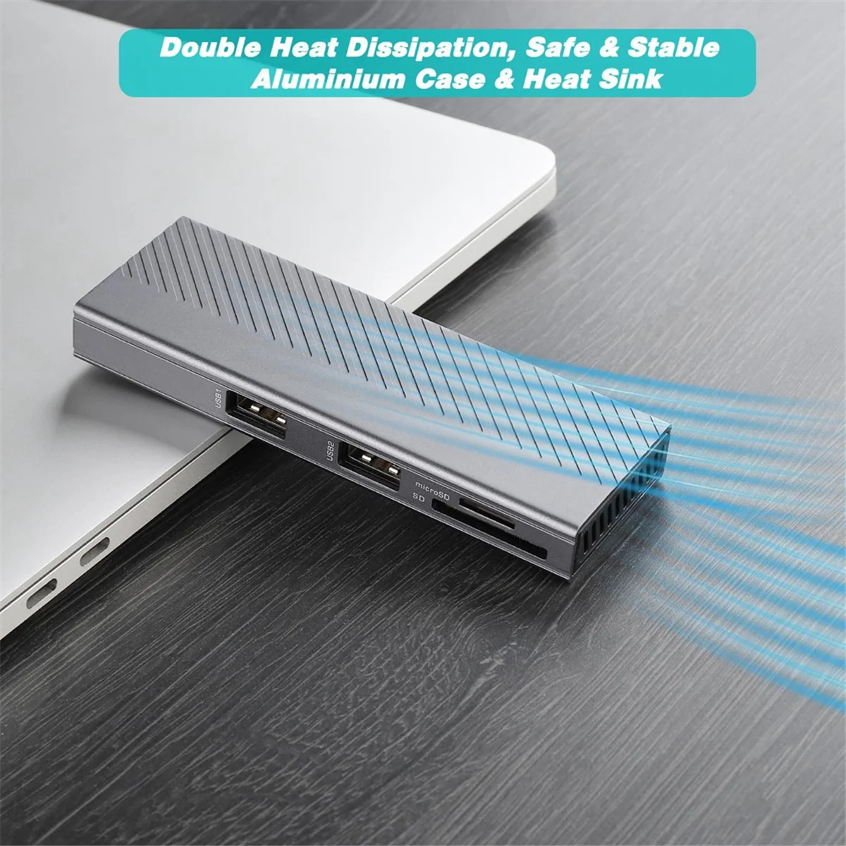 Efficiente hub USB 4 in 1 con archiviazione su disco SSD doppio protocollo M.2 USB Type-c