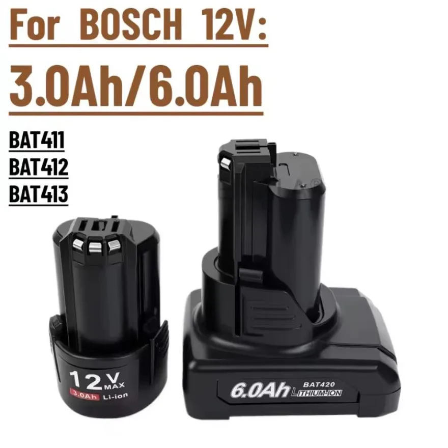 2026 New For Bosch 12V 3.0Ah6.0Ah rechargeable lithium battery used for power tools with real capacity Global air transportation