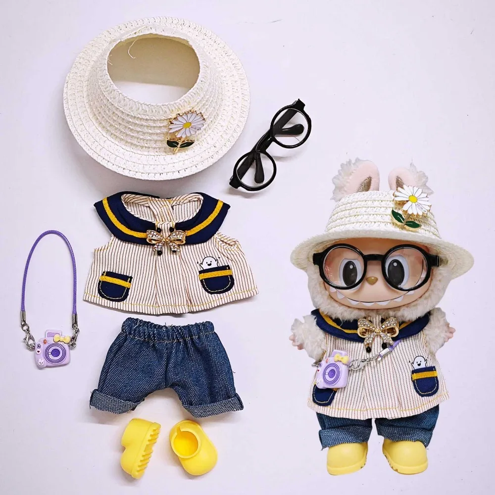 17cmミニドール用麦わら帽子、服、靴、ドールアクセサリー、17cmラビュブドール服、着せ替え、ごっこ遊びおもちゃ
