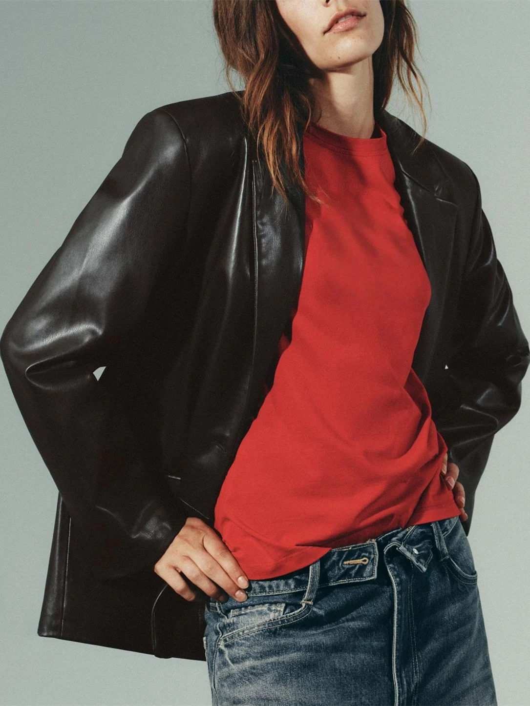 Abito dal taglio dritto effetto pelle Faionable Jaet da donna di fascia alta autunno nuovo arrivo chiusura con cerniera pendolari Sle Long Sve