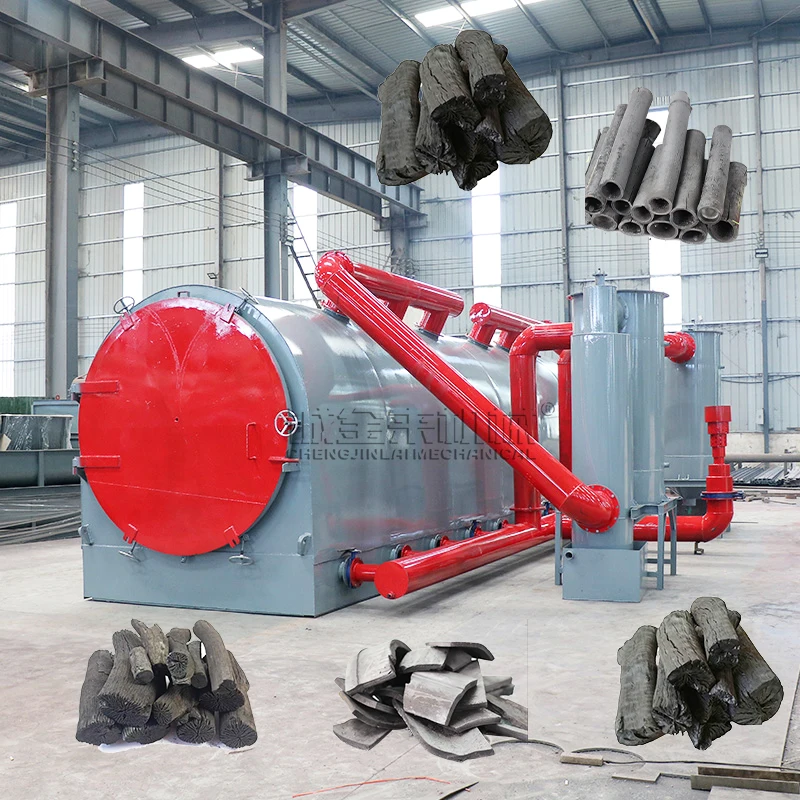 Barbecue Charcoal Horizontal Airflow Biomass Waste Briquette Coconut Shell Carbonization Furnace Kiln 3 Ton/Day Multi-Fuel