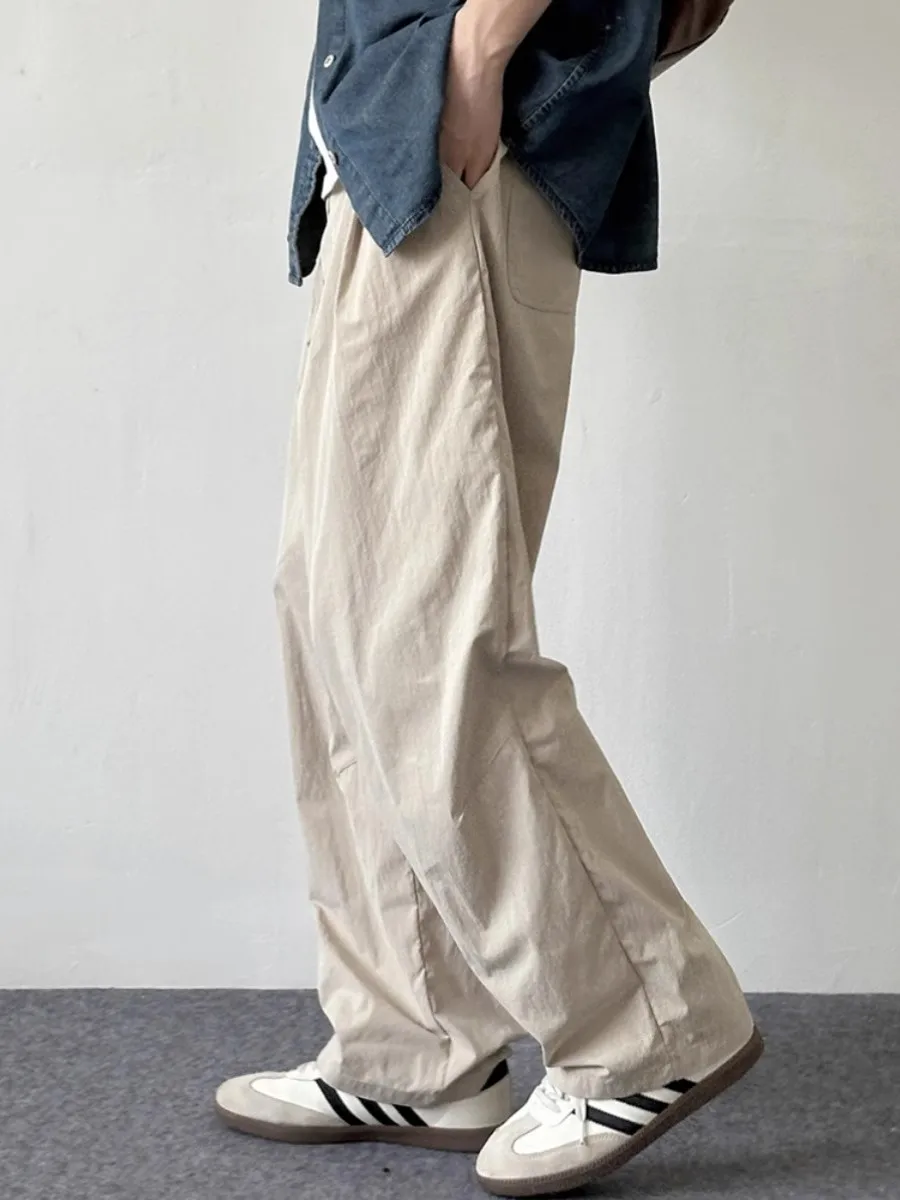 Pantaloni casual in seta di ghiaccio vestibilità ampia estate sottile uomo donna pantaloni casual a gamba lunga dritta con colore strutturato