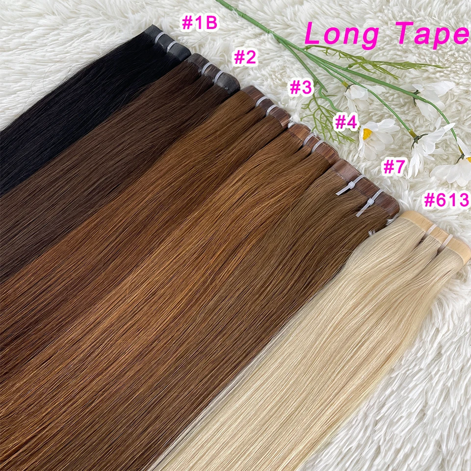 

Необрезанные длинные ленты Tn Weft Наращивание волос Человеческие волосы Настоящие шелковистые натуральные бразильские вьетнамские волосы Remy Прямые бесшовные утки кожи