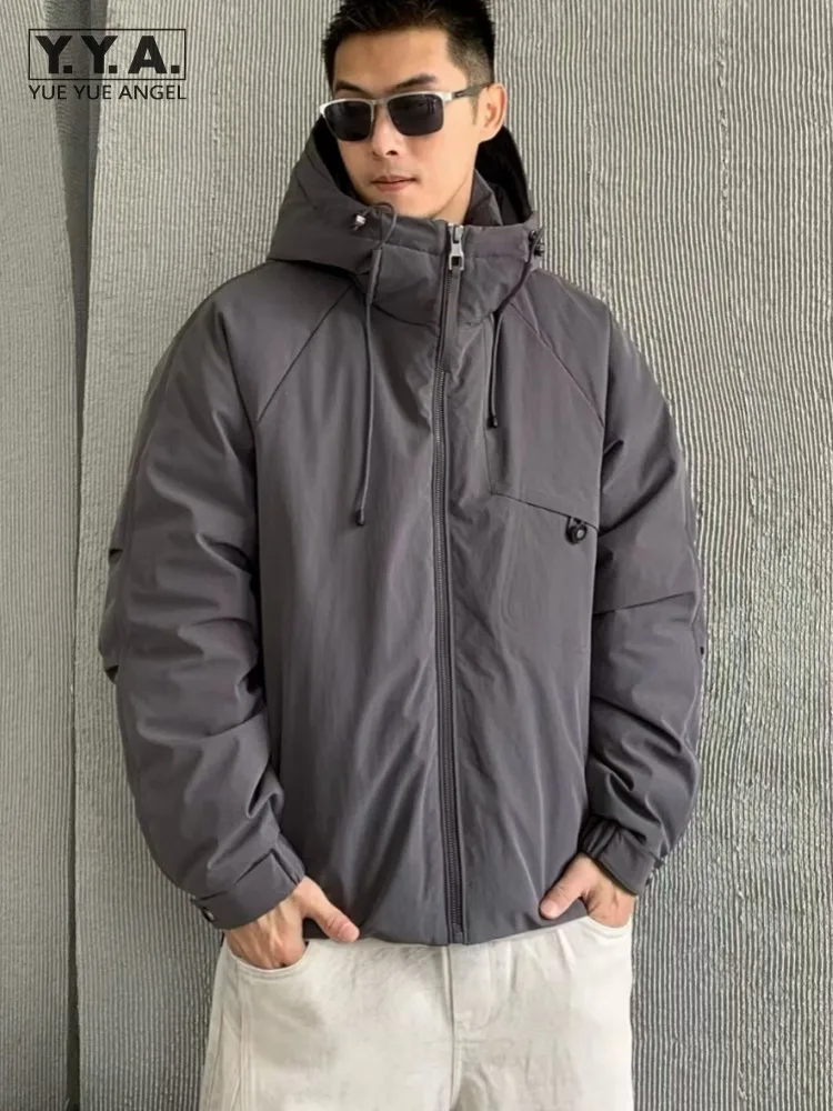 

Mens Warm Down Coat Hooded Loose Fit Winter Warm Zipper Casual Outerwear Winter Fashion Male Versatile Streetwear Tops Jacket