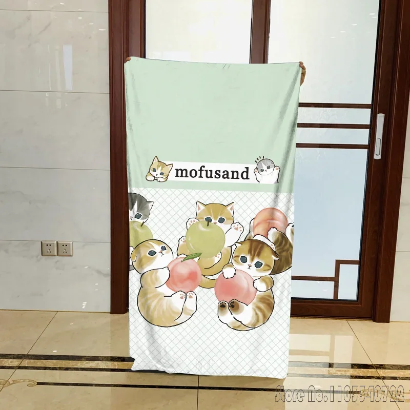 Toallas de baño Mofusand de microfibra con forma de gato y tiburón pequeño, decoración para playa y natación, regalo para niños, 75x150cm