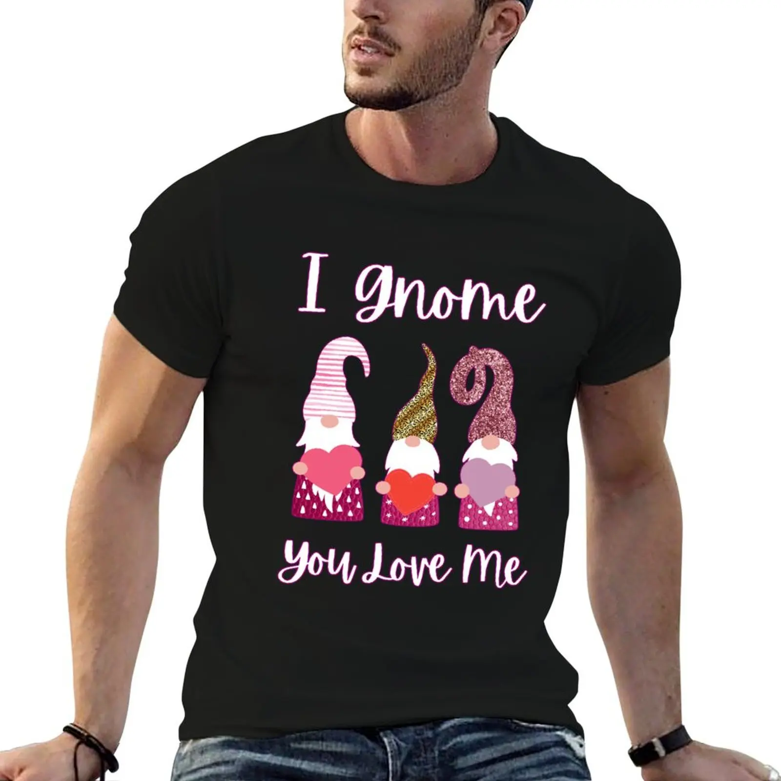 I Gnome You Love Me - Cute Valentines Day Design T-Shirt blacks summer top man clothes compression shirt men