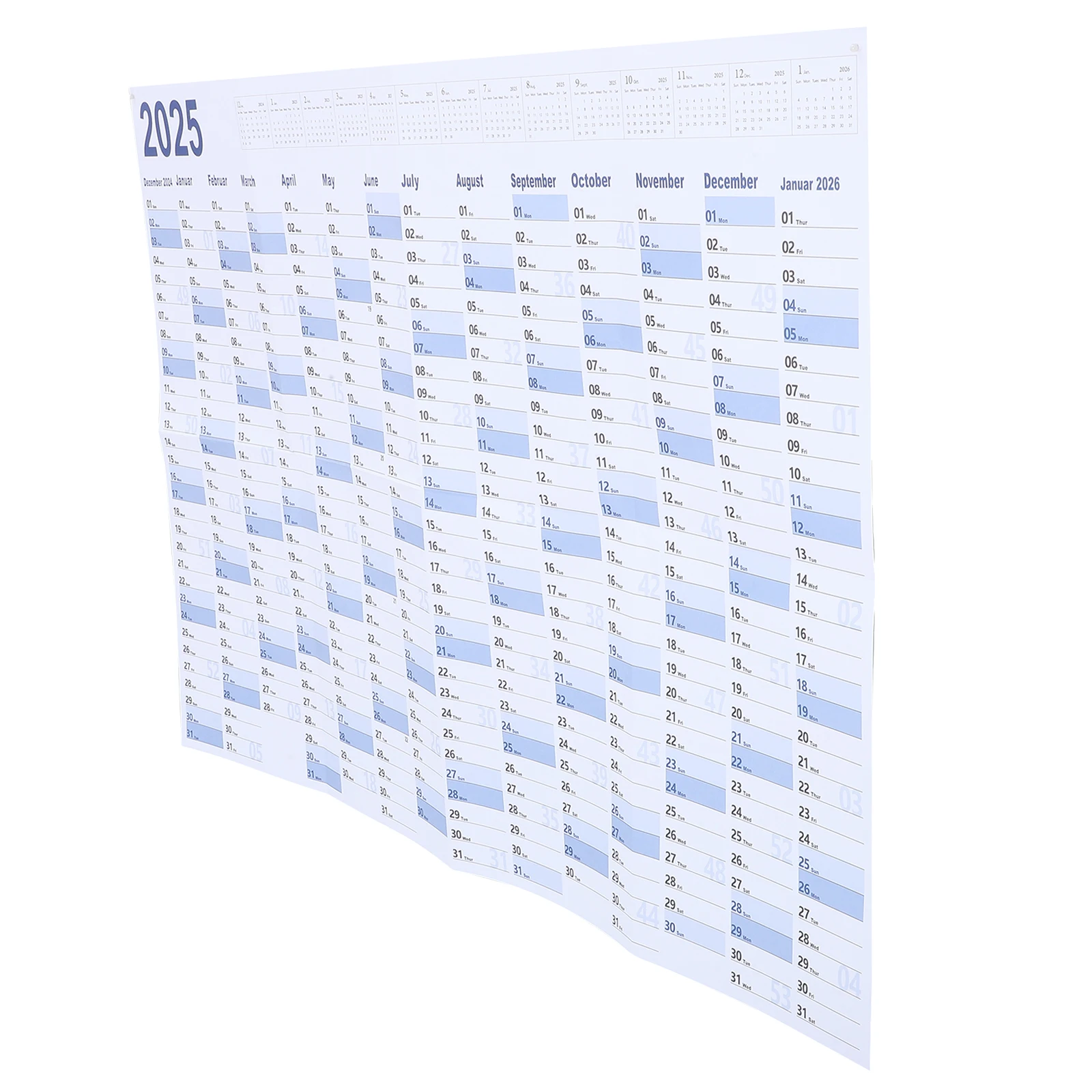 Wall Calendar 2025 Yearly Planner English Version Snake Blue Decor Monthly Schedule Practical namental