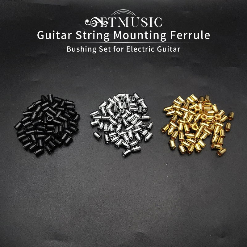 60pcs Guitar String Mounting Ferrules Bushing Electric Guitar Bridge string retainer Black Gold Chrome