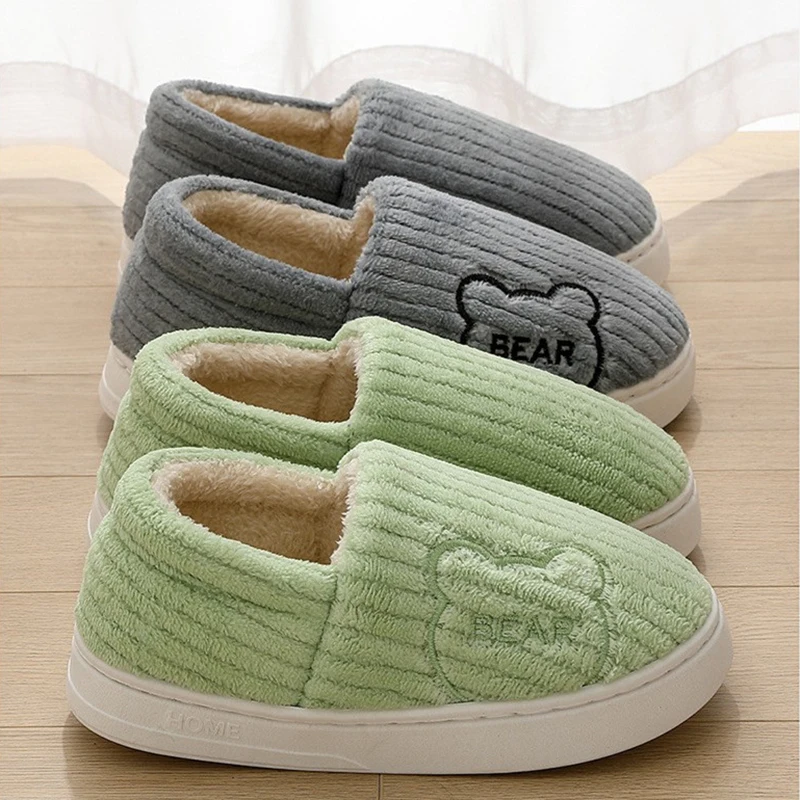 الشتاء النساء نعال من القطن شبشب رجالي الكرتون المنزل الشرائح داخلي المضادة للانزلاق أحذية مريحة سميكة وحيد الأزواج الشقق الدافئة