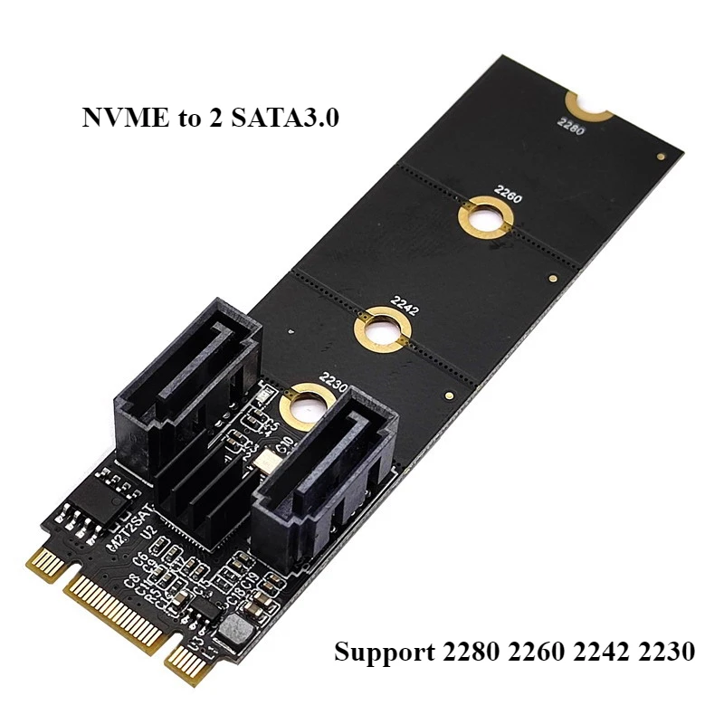Tarjeta adaptadora de disco duro NGFF M.2 NVME PCI-E a SATA dual