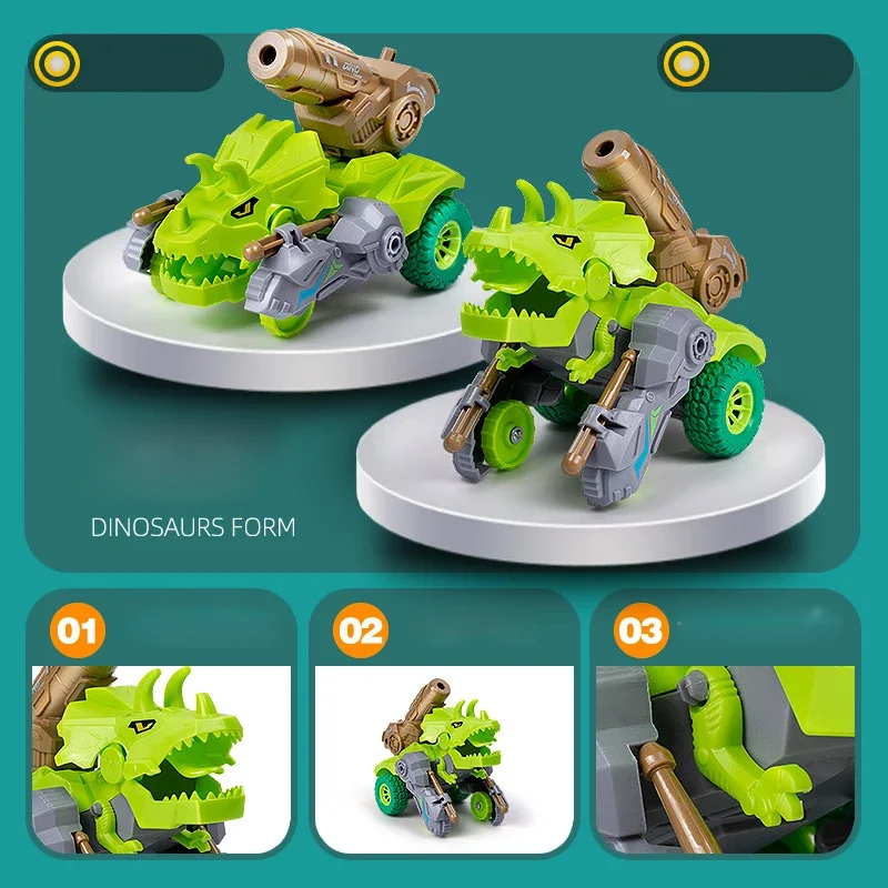 

Transforming Dinosaur Car Deformation Shoot Car Toys Inertial Sliding Dino Car Automatic Transform Toy for Boys Gifts