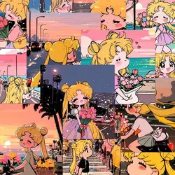 59Pcs Pretty Soldier Sailor Moon Tsukino Usagis Waterproof Sticker Water Cup Phone Case Helmet Decorate Children's Toy Decals