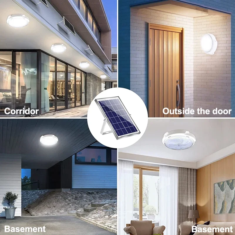 Veranda Solar Power Teto Light, Lâmpada do teto interior, Home Bedroom Remote Control, Iluminação decorativa ao ar livre, 25-80W