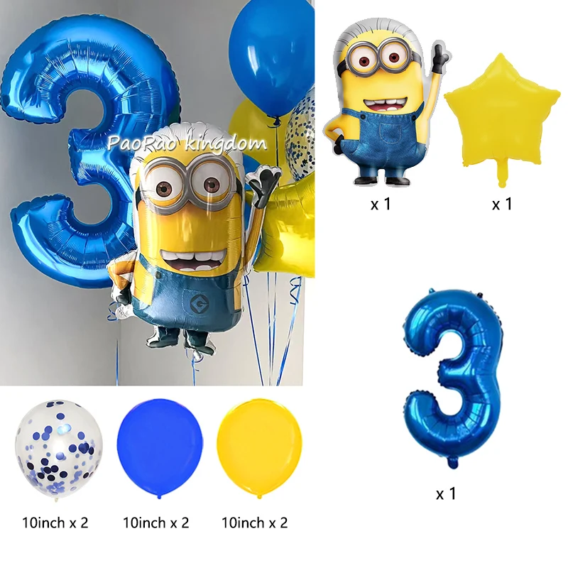 Gelbe Bananenmann-Luftballons mit Filmmotiv, Zahlen, Kindergeburtstag, Party-Dekoration, Ballon, Babyparty, Event-Dekoration