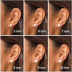 Huitan Simple Imitation Pearl Stud Earrings for Women Gold Color 5/6/7/8/9/10MM Dainty Ear Piercing Earrings Trendy Jewelry Hot