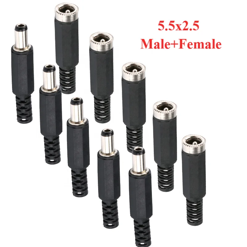 10pcs DC Connector 2.1*5.5mm 2.5*5.5mm Power Jack DC Power Conector 5.5x2.1 5.5x2.5 Male