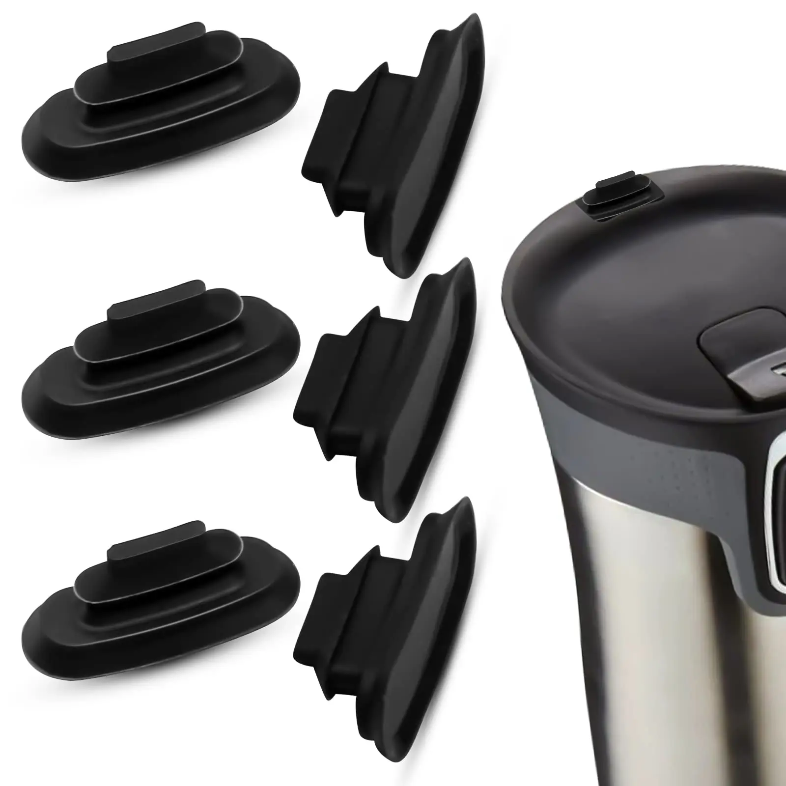 Tapón de tapa de goma Compatible con taza de café de viaje automática Contigo West Loop, pieza de sellado de tapón de repuesto para Contigo, 6 uds.