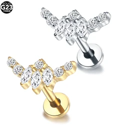 1 Stuk Labret Piercing Titanium Goud Kleur Schelp Helix Piercing Stud Oorbel Kubieke Zirkoon Lip Studs Ring Kraakbeen Oorbel Sieraden