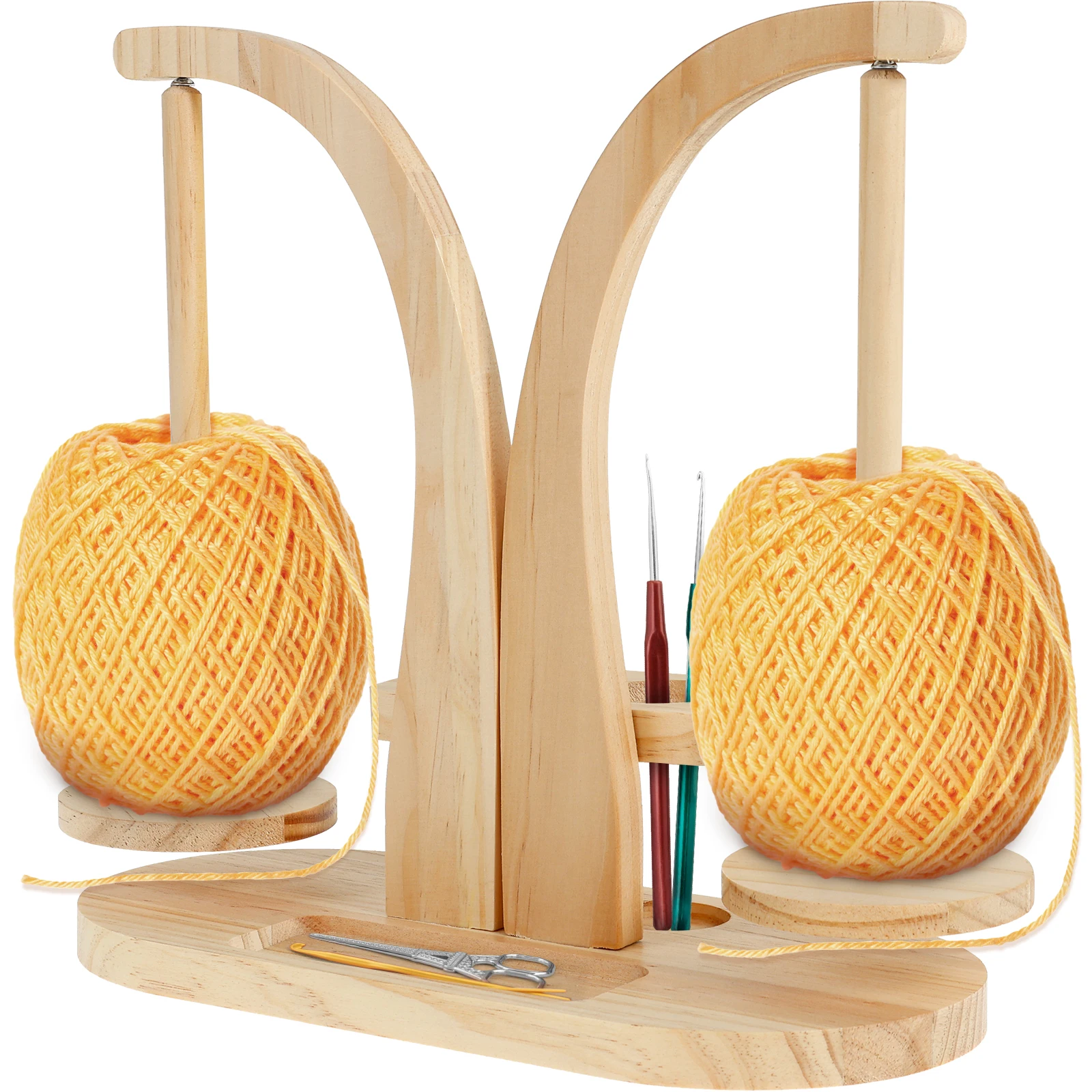 

Wooden Yarn Holder Spinning Knitting Tools Dual Pendulum Crochet Yarn Holder Rotating Magnetic Thread Spool Wool Ball Winder