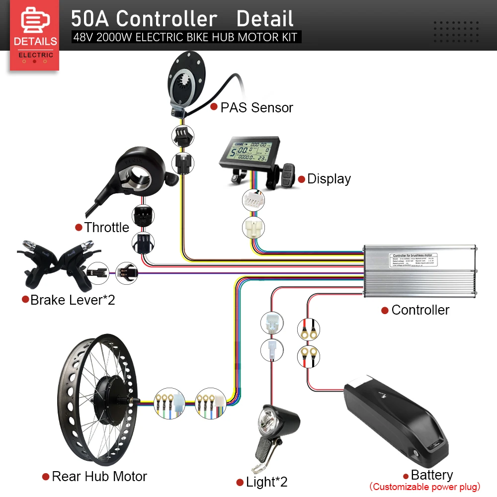 48V 2000W Electric Fat Bike Kit 20 24 26inch 4.0Tyre Brushless Non-gear Rear Hub Motor Wheel  Dropout 190mm For Snow eBike kit