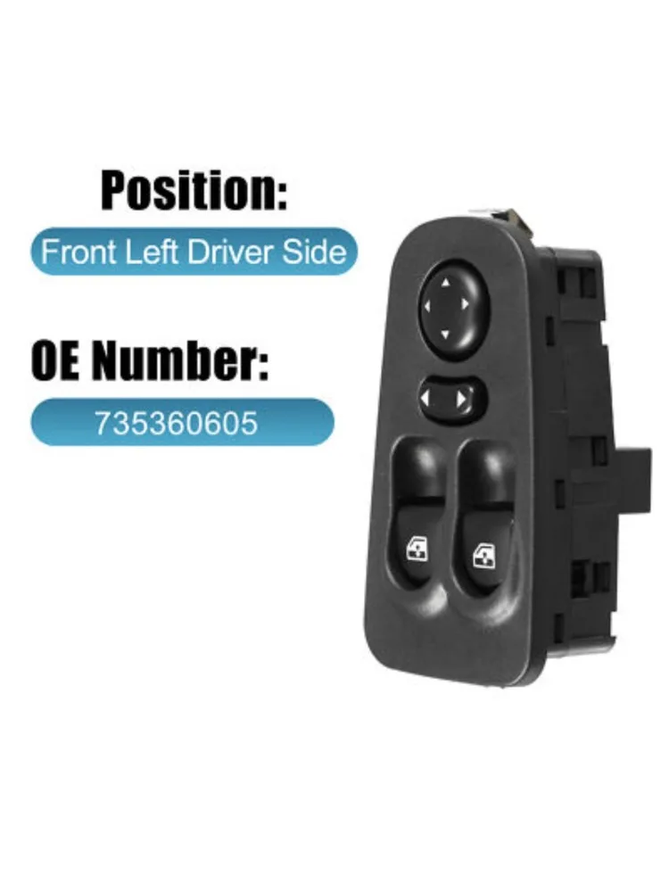 Interrupteur de lève-vitre électrique 735360605, bouton poussoir pour Alfa Romeo, Fiat Lancia Ypsilon 1.2 JTD 1.4 2003-2011 735346367