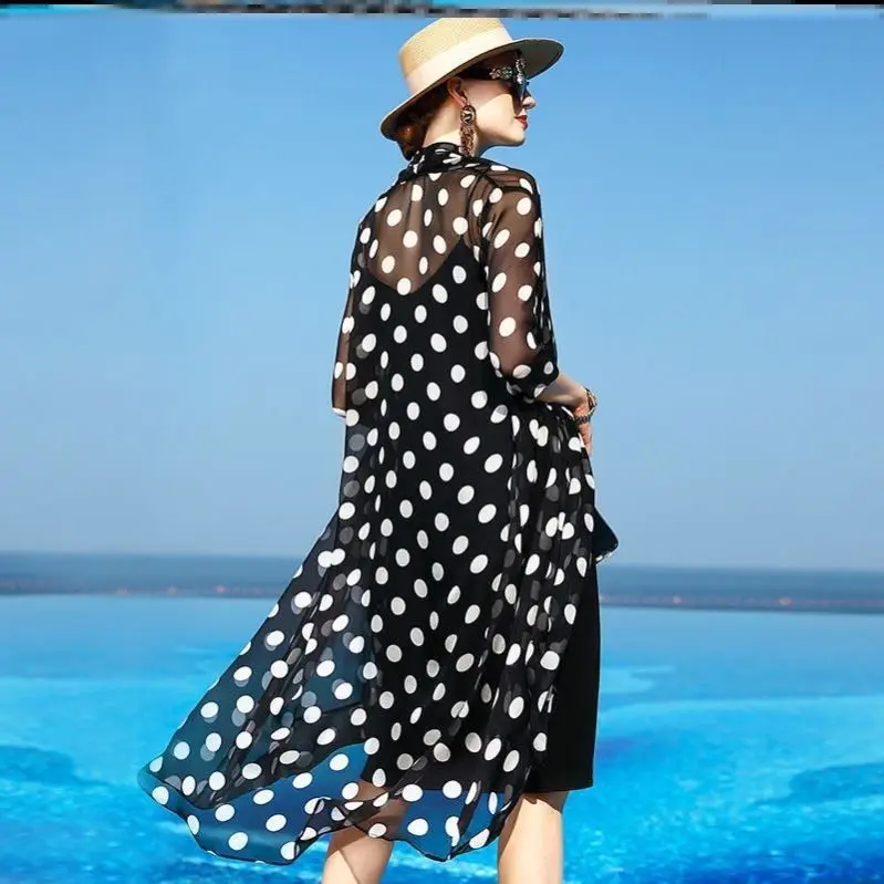 Korean Women V-neck Long Air-conditioned Shirt Summer Female Cardigan Sunscreen Coat Ladies Sun Protection Shawl Jacket Wh1