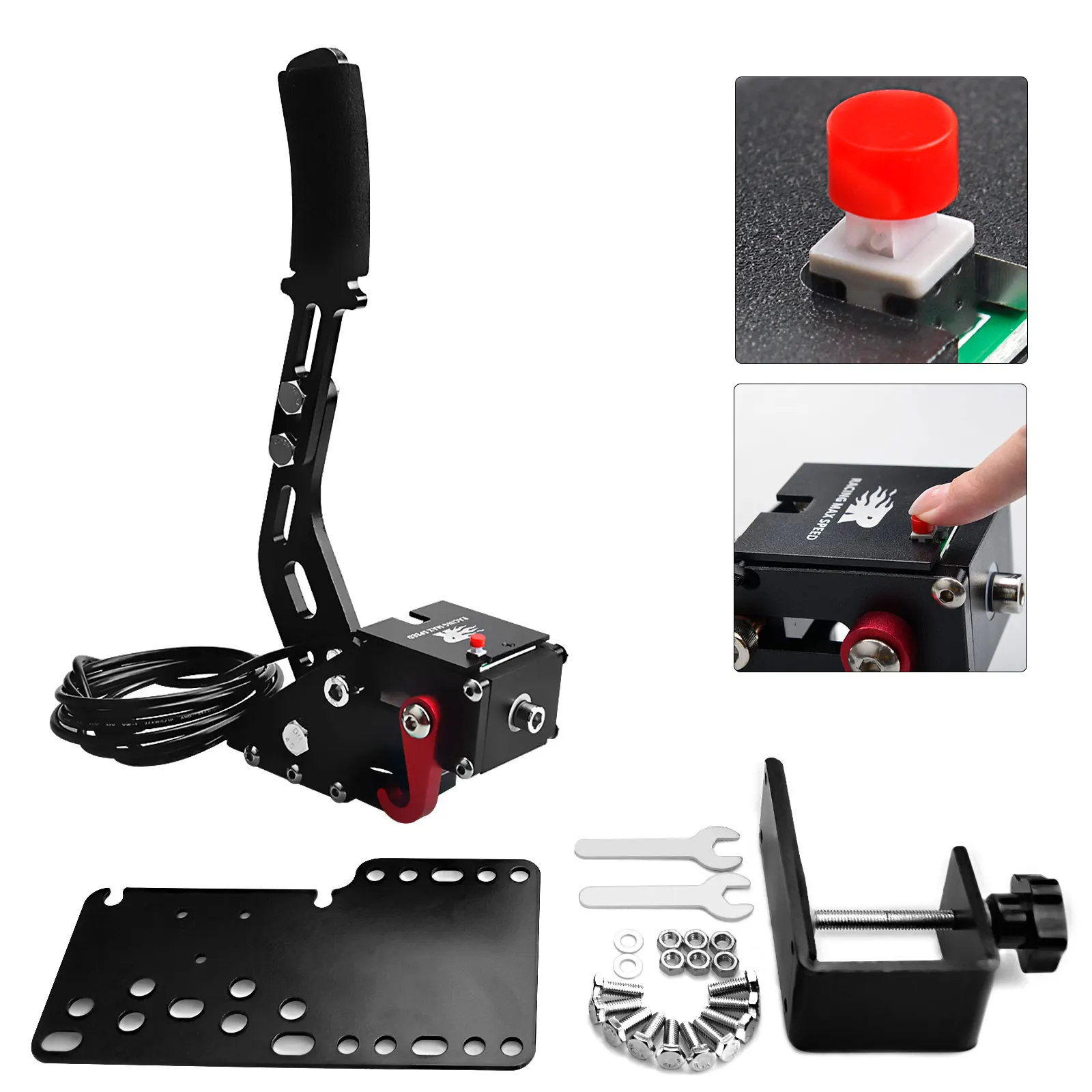 New PC USB Handbrake For SIM Auto Racing Games G25/G27/G29 T500 Steel & Aluminum For PC Windows With Red Button Control USB