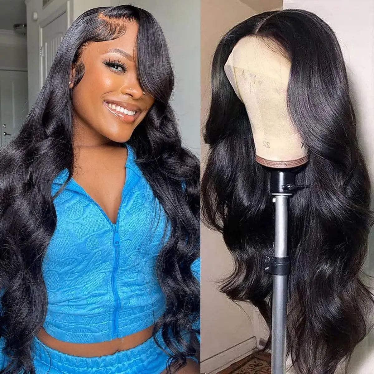 Body Wave Glueless Wigs Ready To Wear 100% Human Hair Wigs Wear And Go 6x4 Pre Plucked Wigs For Women Pre Cut Lace Frontal Wigs