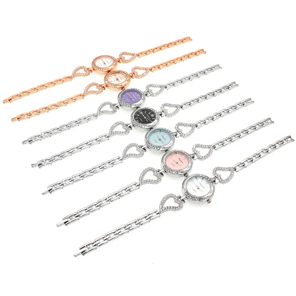 7Pcs Women's Fashion Quartz Watch Set Bling Crystal Analog Wrist Jewelry Bracelet Dress Accessory