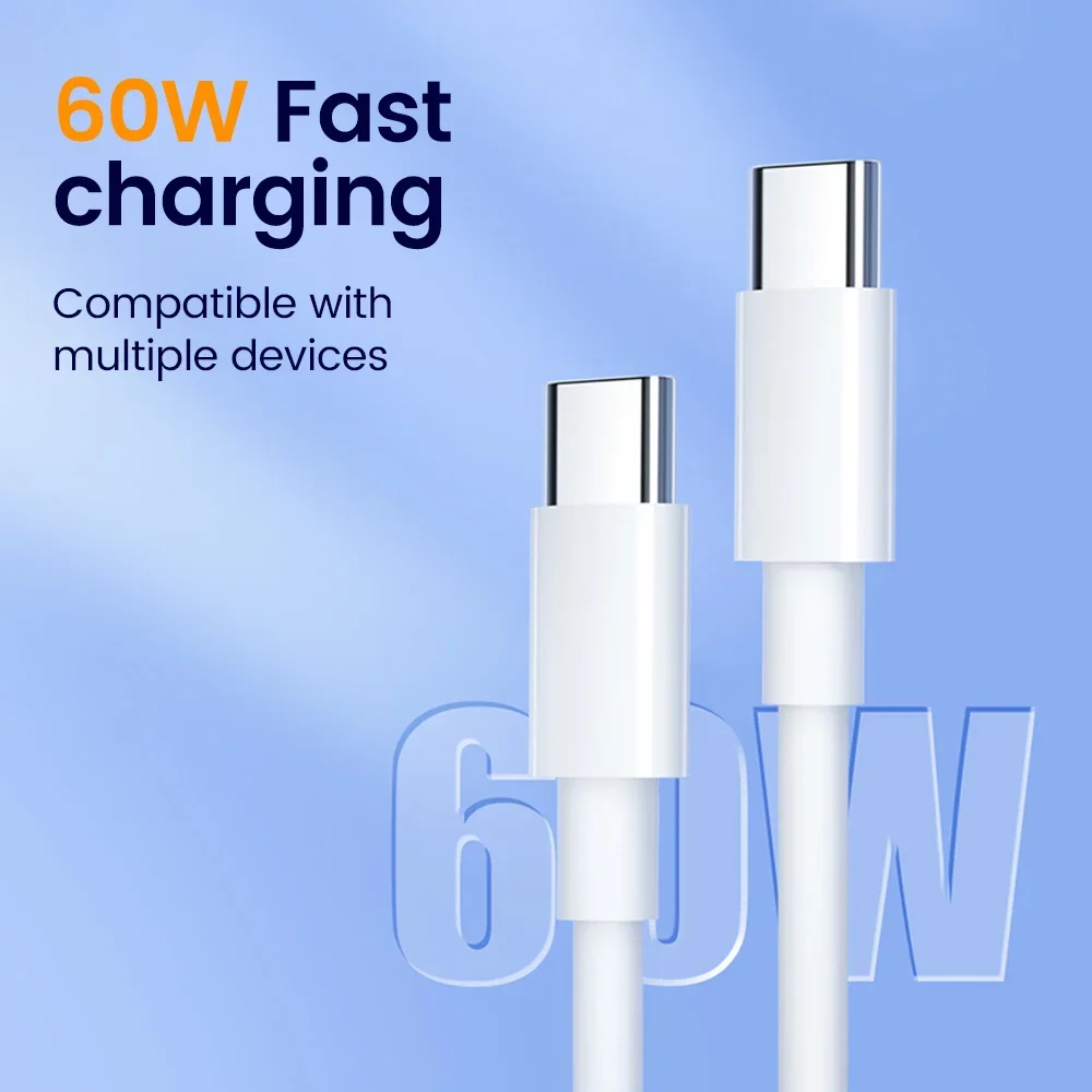 PD60W 0.3M Short USB Type C Cable Fast Charging Power Bank Data Cord For iPhone 17 16 15 Samsung Xiaomi Huawei Phone USB C Cable