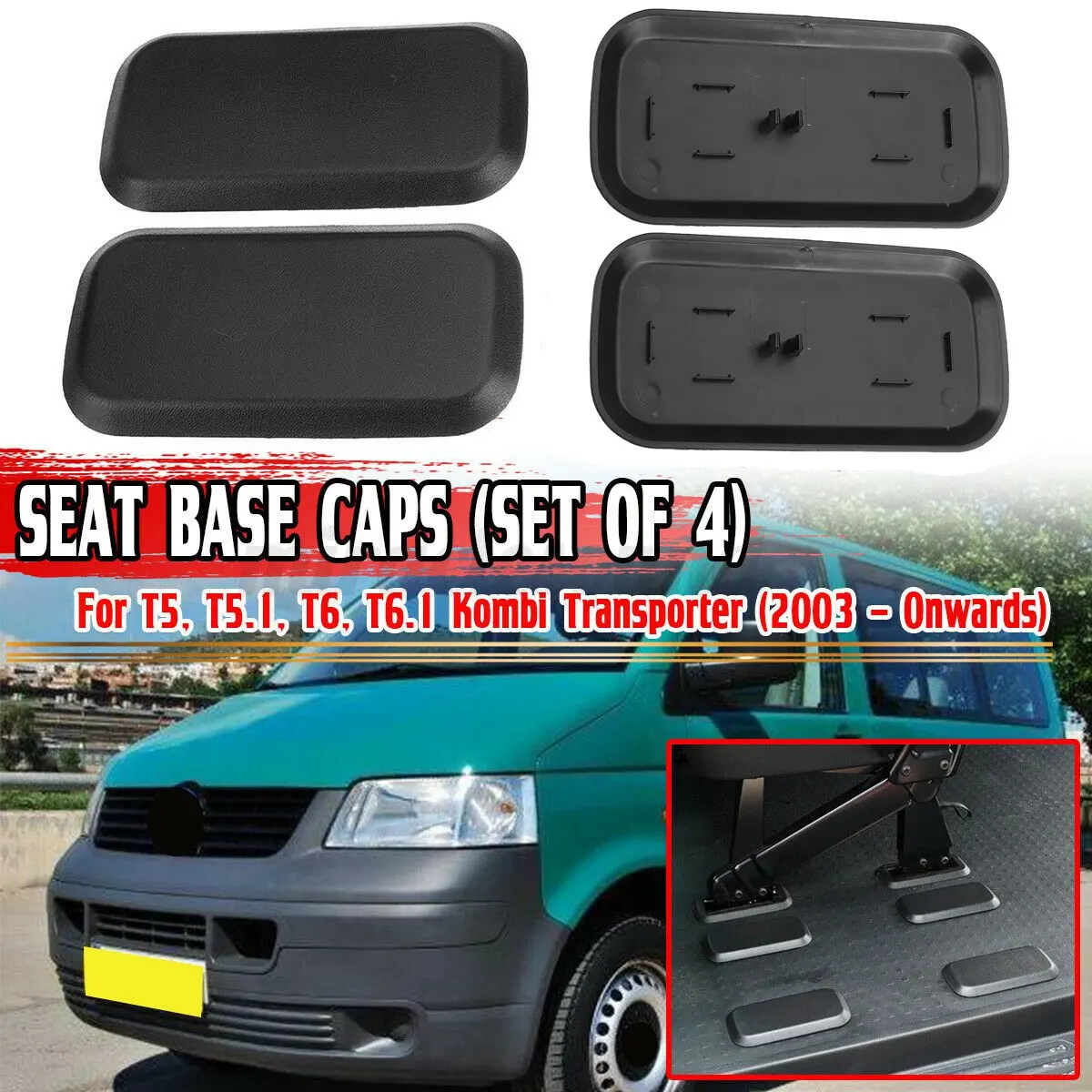 4PCS Car Seats Base Cover Caps for T5 T5.1 T6 T6.1 Kombi Transporter 2003+