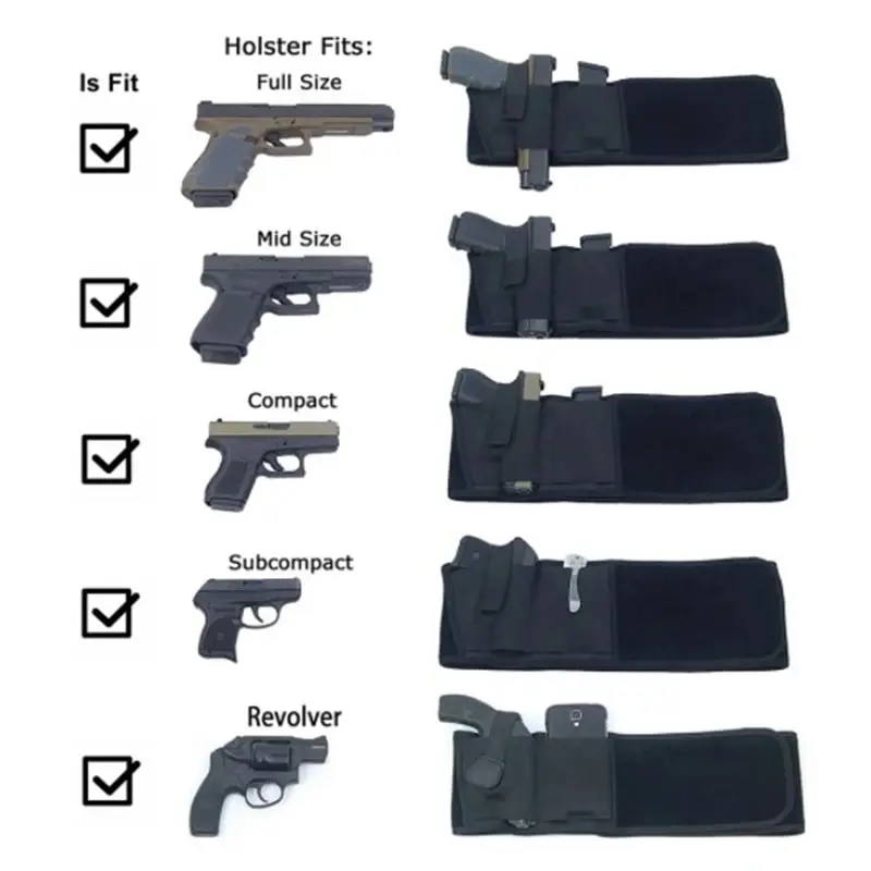 Étui pour pistolet à ventre noir, 1 pièce, sac de ceinture Invisible, transport dissimulé, ceinture de rangement de taille élastique, fournitures de chasse