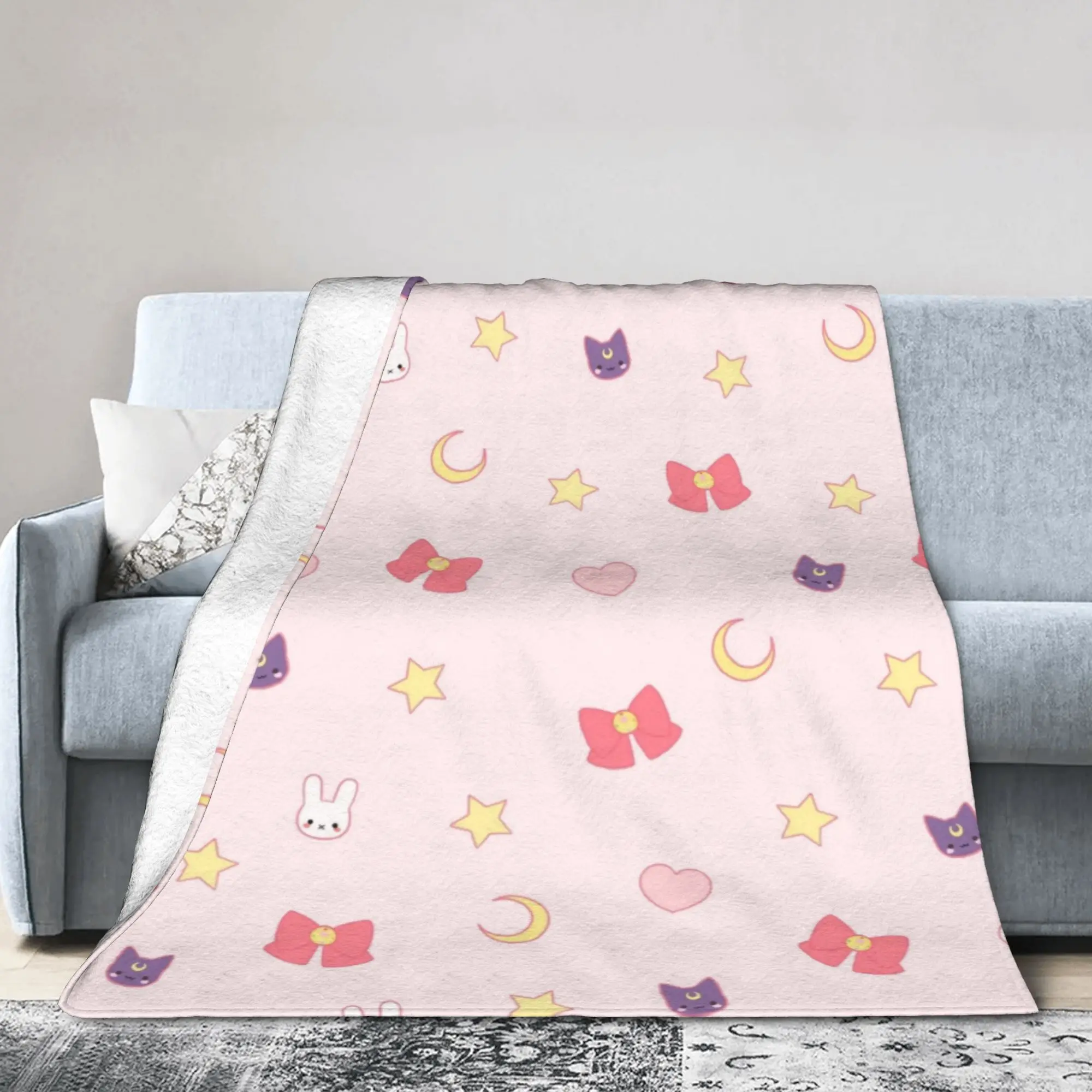 Sailors Moons Anime Blanket Fleece Print  Multi-function Warm Throw Blanket for Bedding Car Plush Thin Quilt
