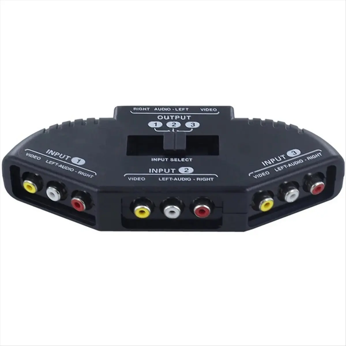 #43A Audio Video Selector,3-Way Audio Video AV Switch Selector Box Splitter Switch (Black)