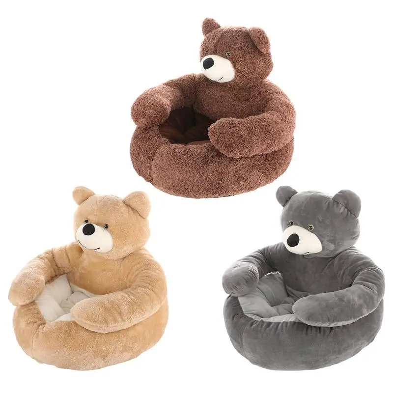 Pet Bed Super Soft Winter Warm Cute Bear Hug Cat Sleeping Mat Plush Large Puppy Dogs Cushion Sofa Comfort Pet Supplies For Small