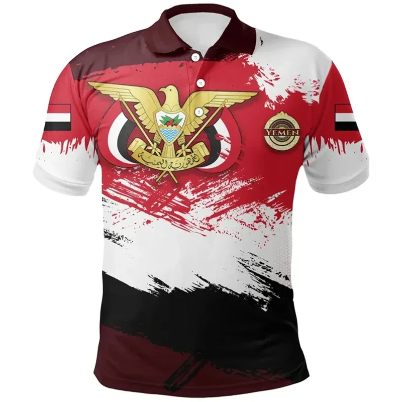 

Yemen Flag Map 3D Print Polo Shirts For Men Clothes Yemeni Boy Short Sleeve Fashion YE Coat Of Arms POLO Shirt Jersey Tops Lapel
