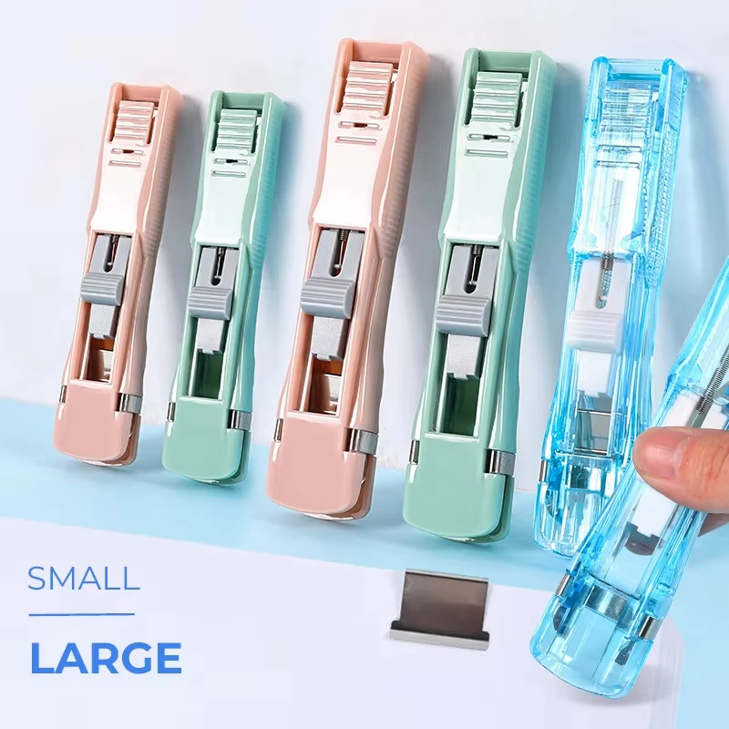 Mini Reusable Hand Clamp Traceless Push Stapler Paper Book File Office School Student Binder Binding Tools Supplies Accessories