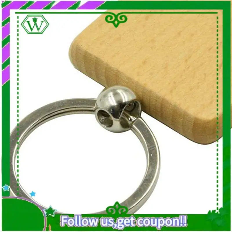 ABIK-500Pcs لتقوم بها بنفسك سلسلة مفاتيح خشبية فارغة مربع منحوتة حلقة رئيسية حلقة مفاتيح خشبية حوالي 40X40 مم #2