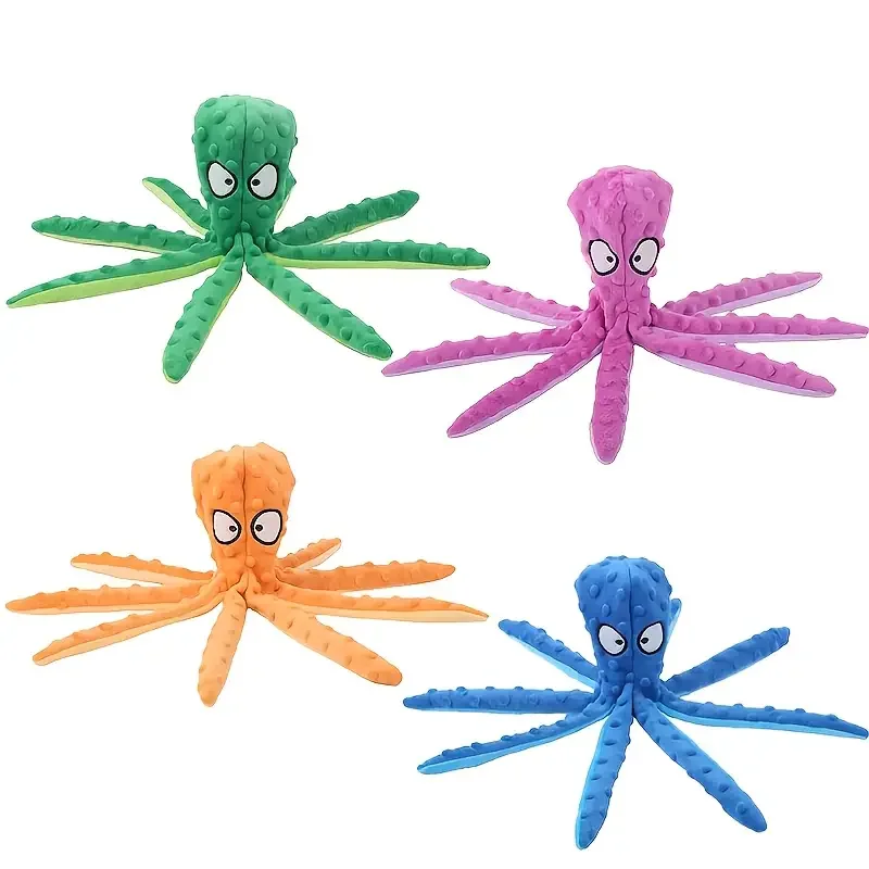 1pc Interactive Octopus Plush Toy for Dogs - Teeth Grinding and Squeaky Chewing Toy for Pet Dental Health