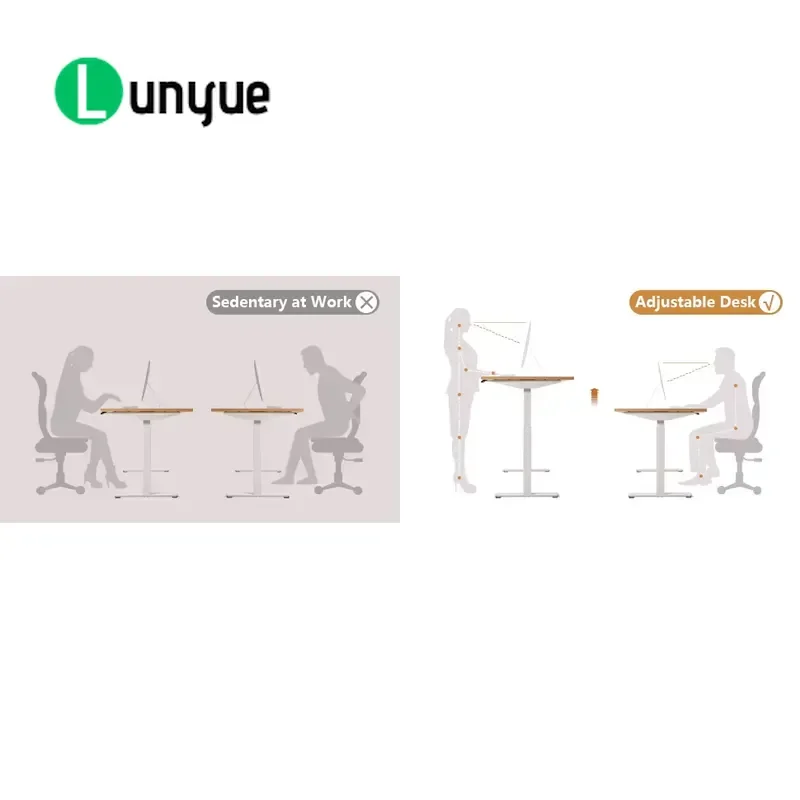 Electric Height Adjustable Desk Frame Wood and Metal Motor Lift Standing Desk for Home Office Work Ergonomic Sit Stand