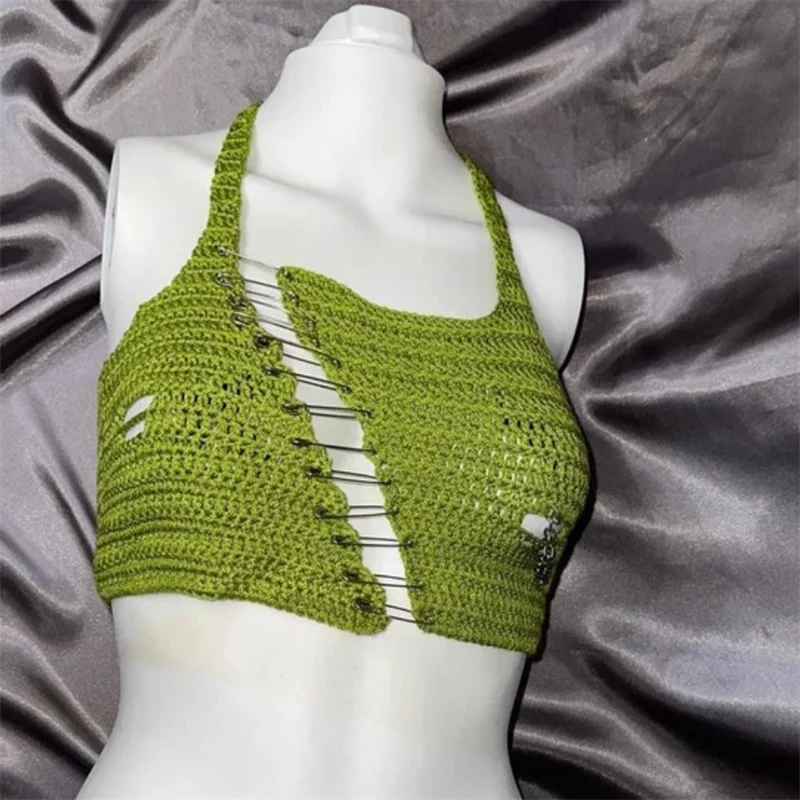 New Summer Fashion Sleeveless Slim Camisole Contrast Color Women Knitted Sling Sexy knit vest suspenders beach sea party costume