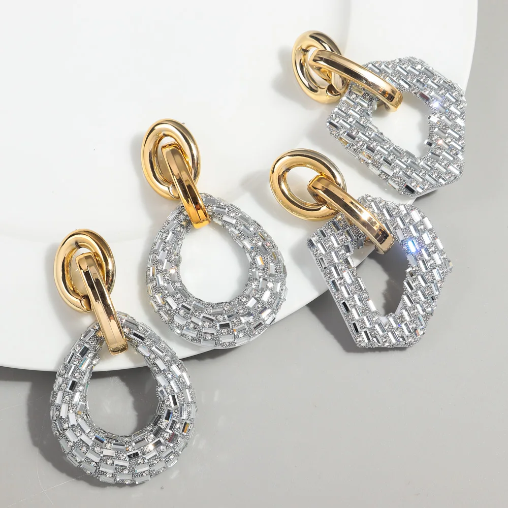 FishSheep Statement Geometric Acrylic Crystal Big Dangle Earring for Women Large Irregular Drop Earrings Party Jewelry Gift
