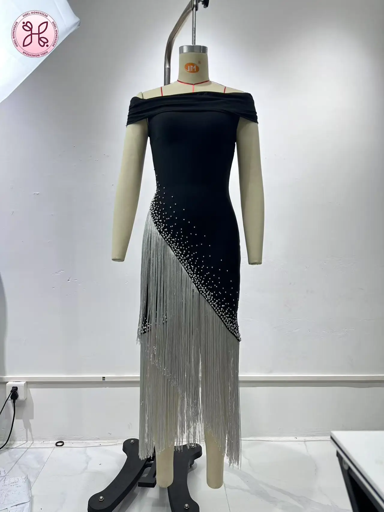 فستان فاخر بدون حمالات - فستان قصير شبكي شفاف (ثوب حفلة ضيق مطرز للنساء) #4