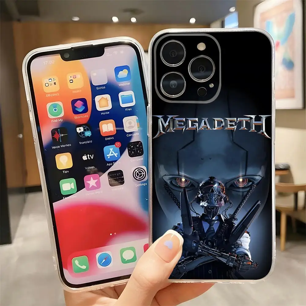 Rock Megadeth Music Phone Case Transparent for iphone 15 Plus 14 Pro Max 11 12 Pro 13 Mini 7 8 X XR XS SE Back Cover