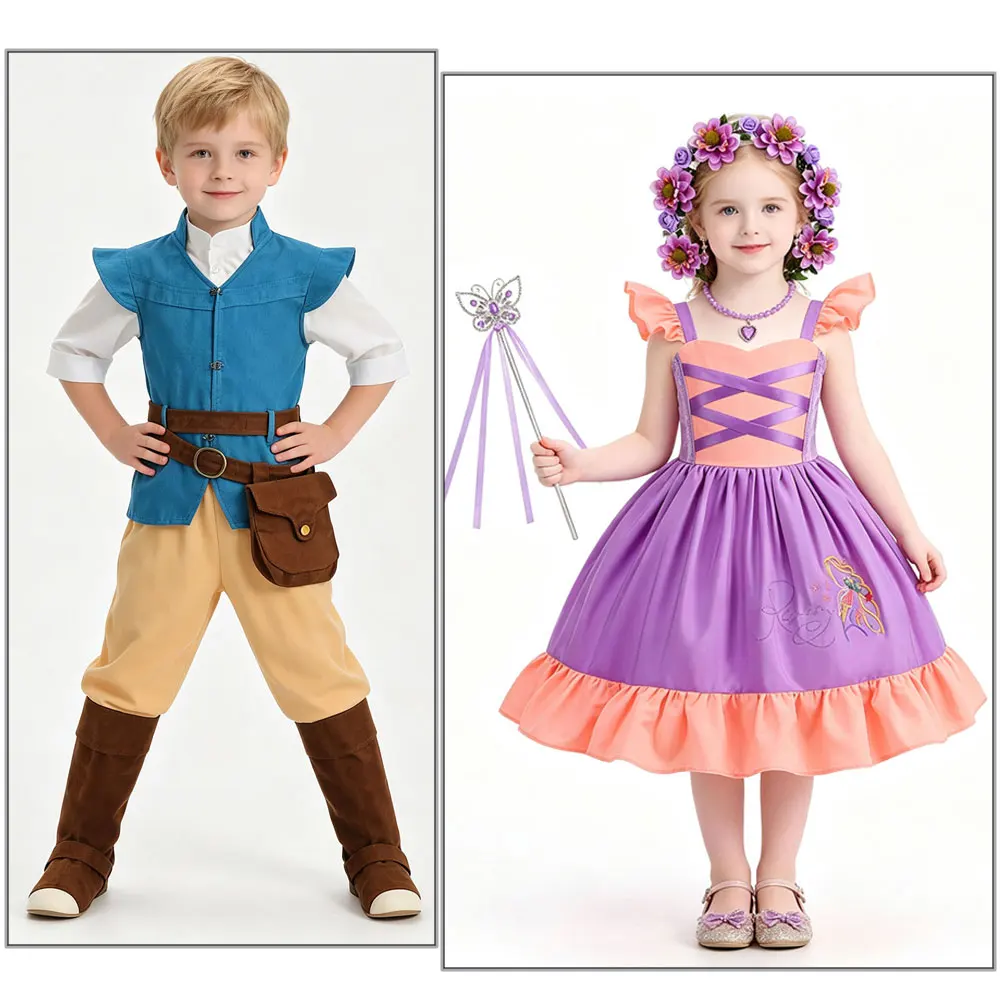 Disfraz de Flynn Rider para Niños, Disfraz de Príncipe para Carnaval, Fiesta, Bebés, Niños, Inspirado en Rapunzel, Capa de Rey para Halloween, Disfraces de Juego de Roles