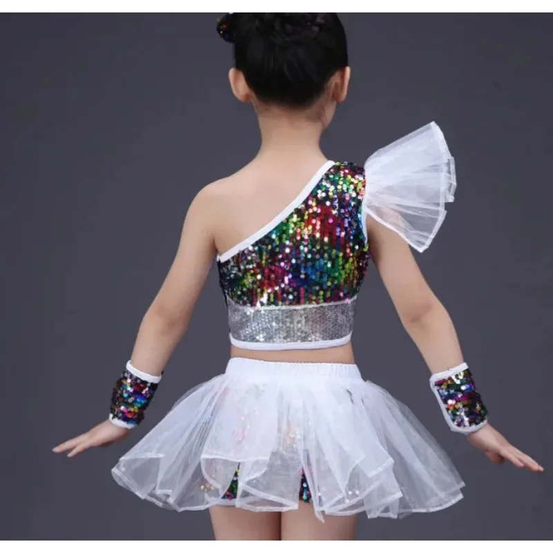 Robe de danse pour enfants filles Jazz danse robe de spectacle de danse de rue modèle moderne défilé paillettes robe pompadour